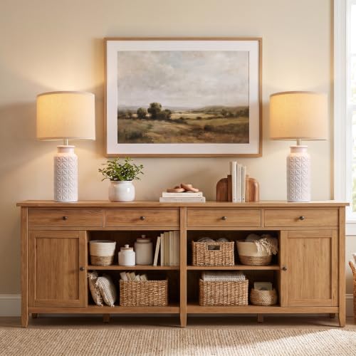 Innqoo 22.6" Dimmable Ceramic Table Lamps Set of 2 with Remote - Geige&White