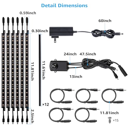 LED Safe Lighting Kit with Motion Sensor - 12 Inch Daylight 5000K
