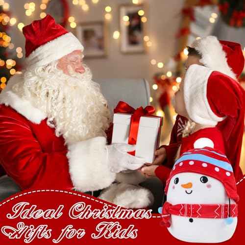 Christmas Snowman Plush Toys - 8 Inch Snowman Stuffed Animal Toy with Embroidery Soft Christmas Plushies with Scarf Hat Cute Plush Pillow Xmas Holiday Birthday Gifts for Kids Boys Girls