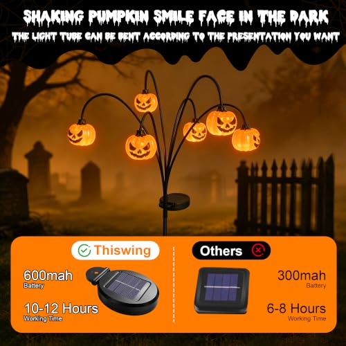 Thiswing 4 Pack Solar Halloween Pumpkin Lights Outdoor Decor, Fall Lanterns