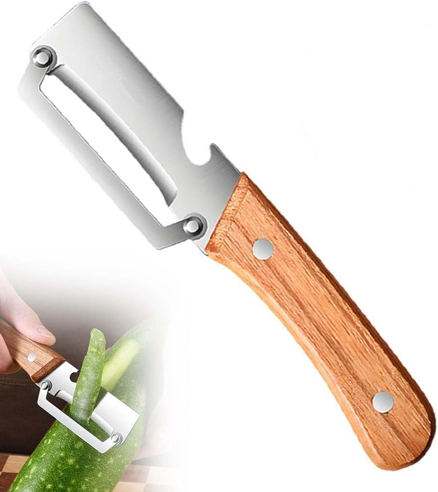 Skiennix Multi-Functional Vegetable Peeler - Premium Stainless Steel Blade & Wooden Handle | Ideal for Fruits & Vegetables