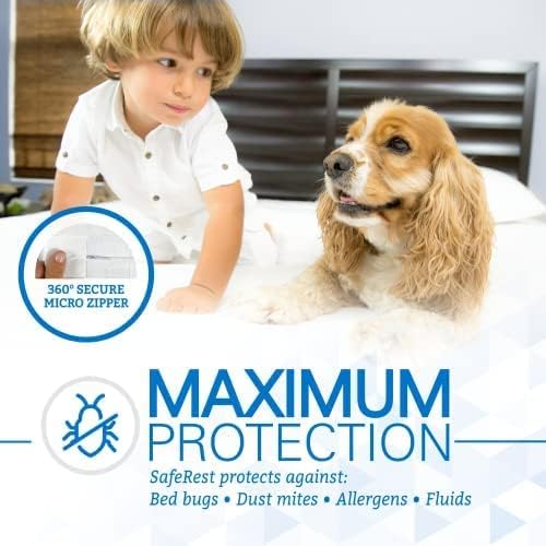 SafeRest Zippered Mattress Protector - Premium 9-12 Inch Waterproof Mattress Cover for Bed - Breathable & Noiseless Washable Mattress Encasement - Twin