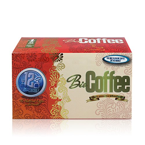 Organic Instant Alkaline Coffee with Wheatgrass - Caffeine-Free, 32 Sachets