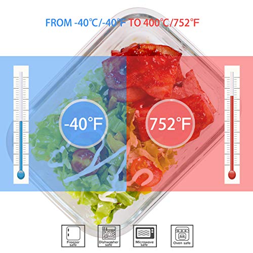 Clear Glass Food Storage Containers Set with Lids - 9 Pack, Airtight & Leakproof