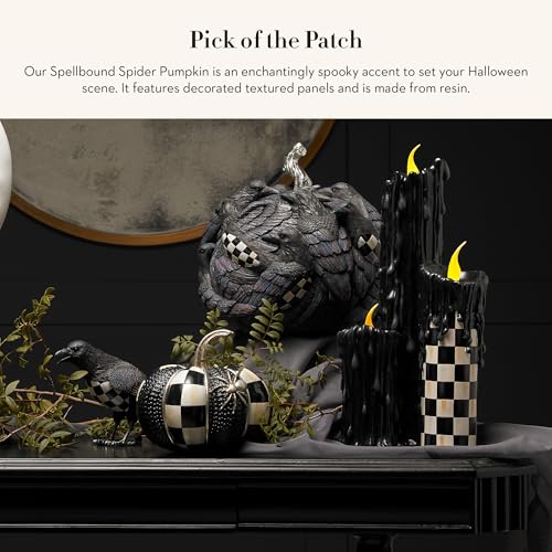 Halloween Pumpkin Decor with Spider and Checkered Pattern - Autumn Home Accent