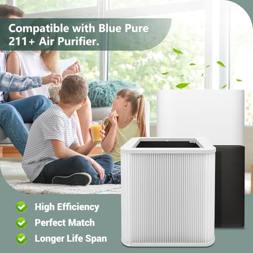 2 Pack Air Purifier Filters Compatible with Blueair 211+ & Blue Pure 211+