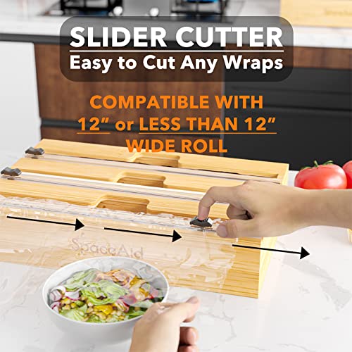 SpaceAid WrapNeat 3-in-1 Wrap Organizer with Cutter & Labels - Natural, 3 Slots, 12" Roll