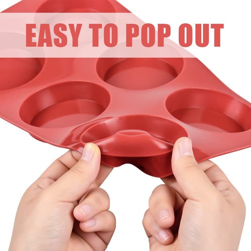 CAKETIME Silicone Egg Molds - Muffin Top Pan Whoopie Pie Pan 3" Round Silicone Baking Mold for Whoopie Pie, Corn Bread, Egg bites, English muffins, Tarts 1 Pack