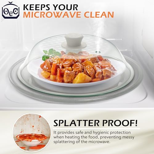 OEC 11.5 Inch Lightweight Tempered Glass Microwave Splatter Cover - Durable & Food Safe
