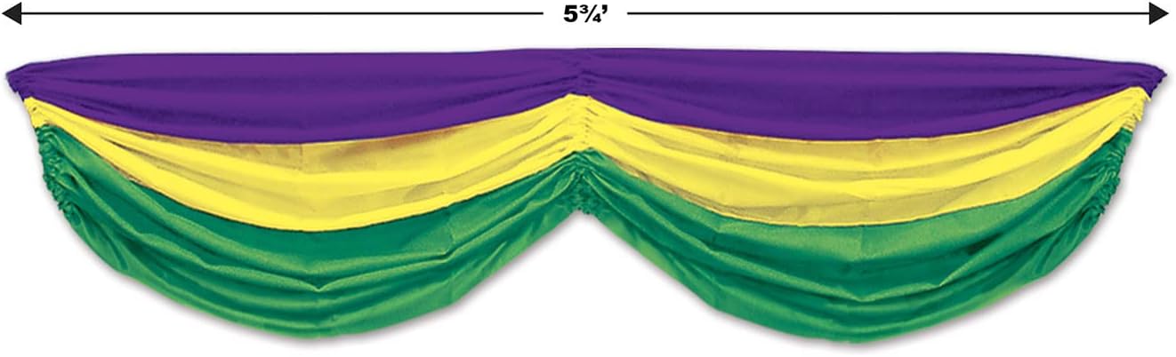 Comedy & Tragedy Faces Fabric Bunting - 5ft 10in Green Gold Purple Decoration