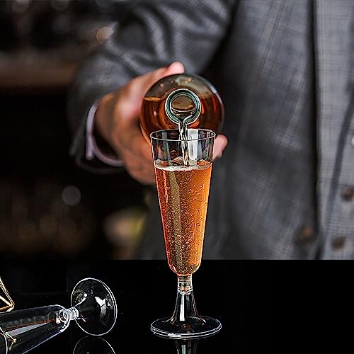 Clear Disposable Champagne Flutes - Pack of 100, Unbreakable Plastic Glasses for Weddings & Parties (Variation: Clear / 100 Count)