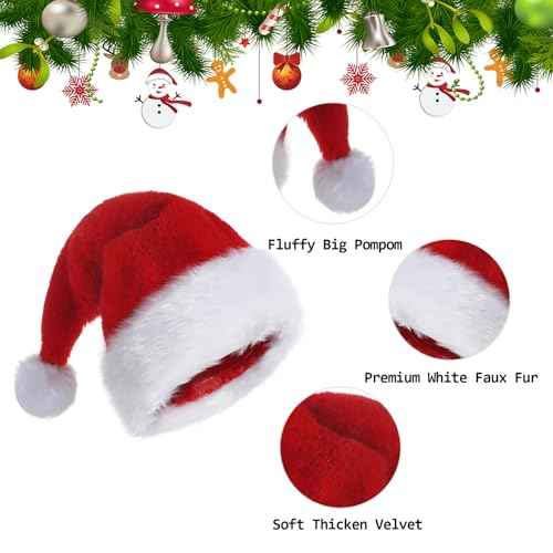 Santa Hats for Kids, Unisex Velvet Touch Comfort Christmas Hats for New Year Festive Party Christmas Supplies