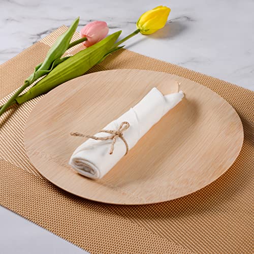 Aowutus 100 Pack Bamboo Cutlery & Napkin Set - Eco-Friendly Disposable Utensils for Parties & Events