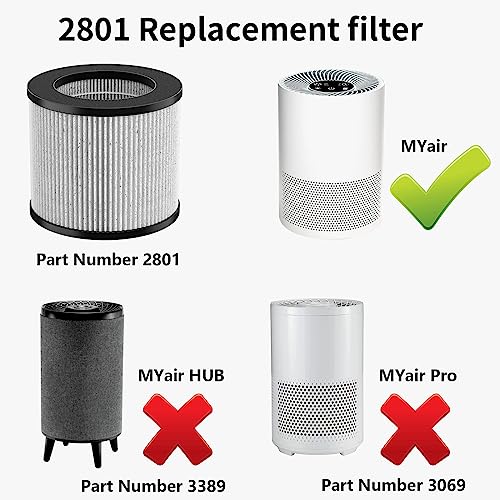 4 Pack Air Filter Replacement for Bissell MyAir Purifiers 2780 Series - HEPA Filter