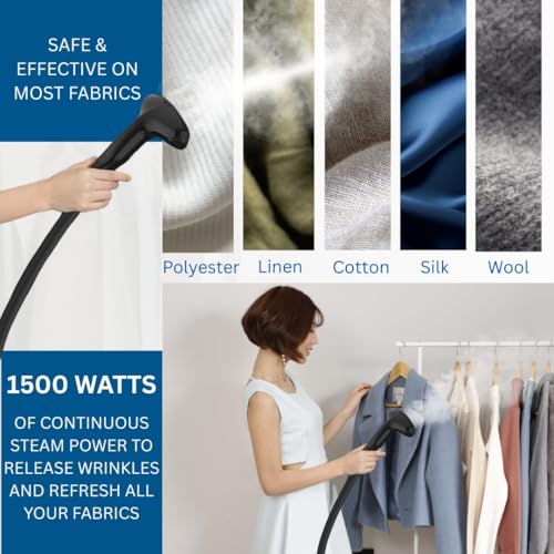 SALAV Full Size Garment Steamer with Auto-Off - 1500W, Black Auto Off Variant