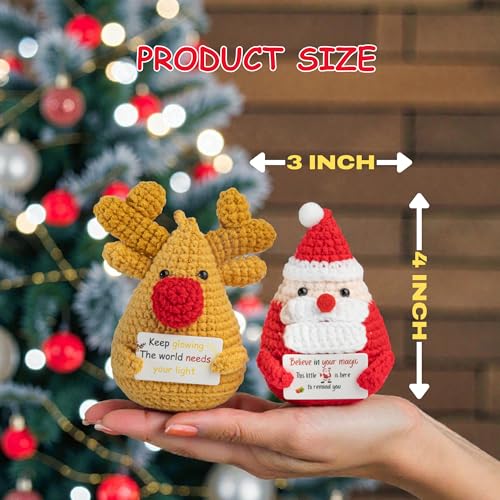 SamMi Crafts Handmade Crochet Santa & Reindeer Doll Set for Christmas Decor & Gifts