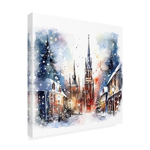 Trademark Fine Art Christmas Cathedral Canvas Art, 24x24 LxW Stretched