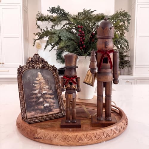 Dark Walnut Finish Wooden Nutcracker Set - 2 Pcs Christmas Decor