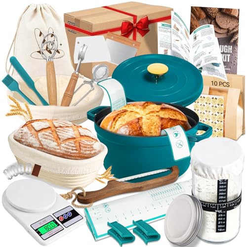 Green Sourdough Starter Kit with Dutch Oven & Baking Accessories - All-Inclusive