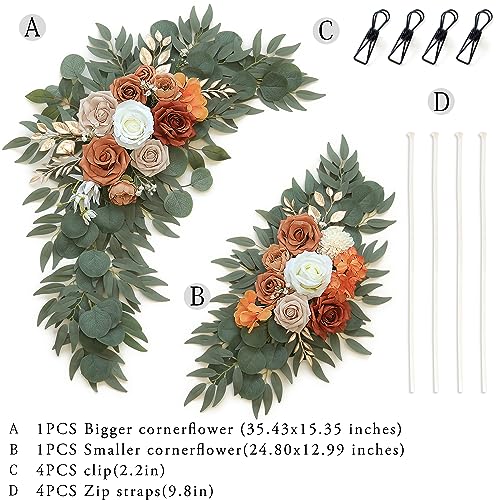 Artificial Flower Swag Set of 2 for Wedding Arch and Decor - Burnt Orange