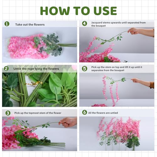 Artificial White Wisteria Hanging Flowers 12-Pack - Decorative Faux Vines for Wedding and Party Decor