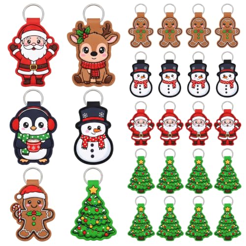 Kenning 24 Pcs Christmas Lip Balm Holder Keychains — Cute Variation Party Favors
