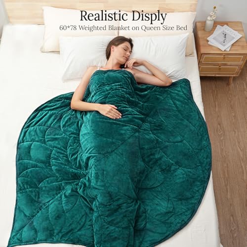 Weighted Blanket for Adults - 20 lbs, 60x78 Inches, Leaf-Inspired, Washable, Green - Variation of THIS listing