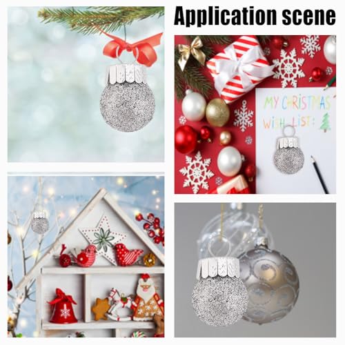 Arricraft Silver Round Christmas Ornament Caps 100 Sets with Removable Hangers