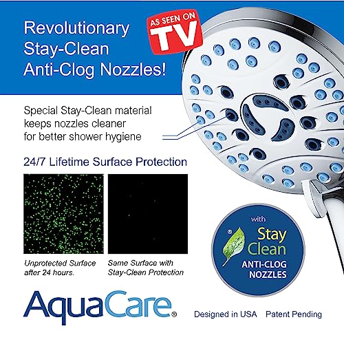 Hotel Spa AquaCare 8-Mode High Pressure Handheld Shower Head with 2-Mode Power Wash 2.5 GPM Chrome