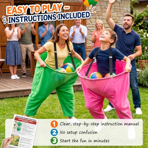 Giant Pants Yard Game Set for Adults and Kids - 2 Large + 2 Small Pants with Balls & Pump