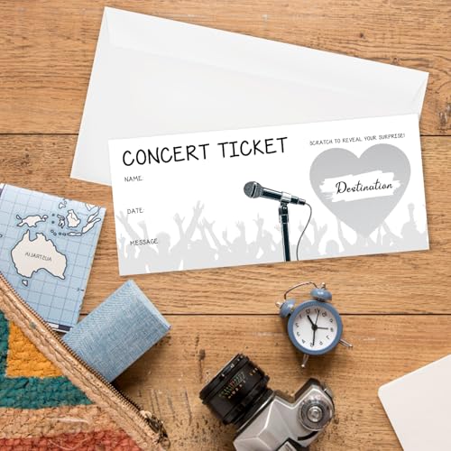 Ltazhyi 5 Set Gray Surprise Scratch & Reveal Concert Tickets 3.5 x 8 in DIY Gift