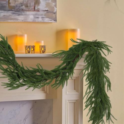 Heavyoff 6FT Artificial Norfolk Pine Garland Christmas Decor Faux Greenery