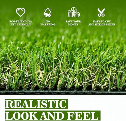 Artificial Turf 4x6 ft Green Realistic Fake Grass Rug with Drainage for Indoor Outdoor Lawn