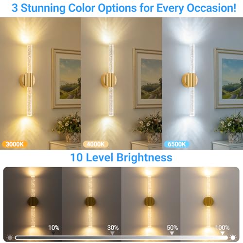 16-Inch Gold Peel and Stick Rechargeable Wireless Wall Sconces Set of 2