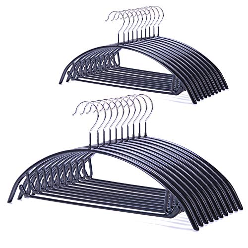Black PVC Coating Sweater & Clothes Hangers - 20 Pack, Shoulder Bump Free