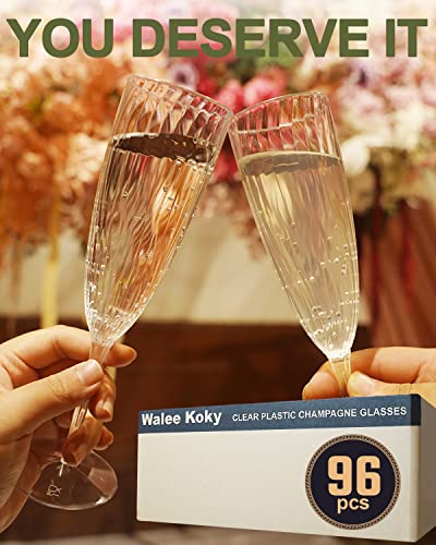 96 Pack Clear Plastic Champagne Flutes - 6 Oz Disposable Wine Glasses - Variation of THIS listing