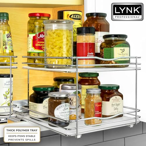 LYNK PROFESSIONAL Chrome Pull-Out Spice Rack for Cabinets 10-1/4" 2-Tier