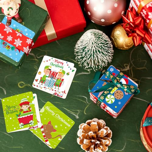Mini Christmas Greeting Cards 24 Pack - Cute Holiday Note Cards with Envelopes & Stickers