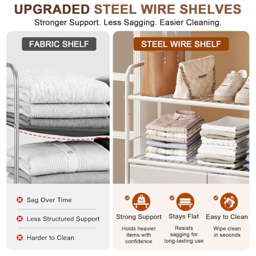 Heavy-Duty Metal Closet Organizer with Fabric Drawers - 3-Tier Storage