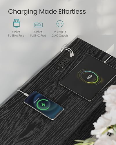 SONGMICS Dresser with App-Controlled LED Lights, 7 Fabric Drawers, Ink Black, 44.8W x 11.8D x 26.8H