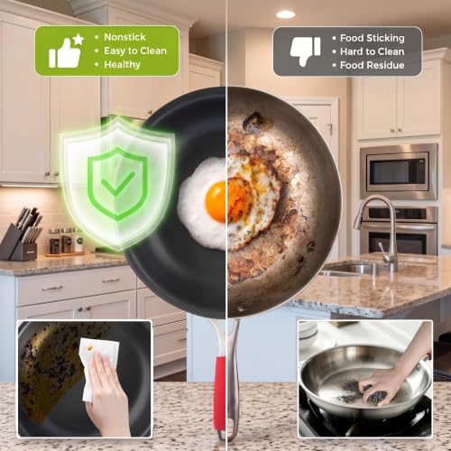 Agerma 10 Inch Nonstick Frying Pan with Detachable Handle, Reinforced Coating, Oven & Dishwasher Safe