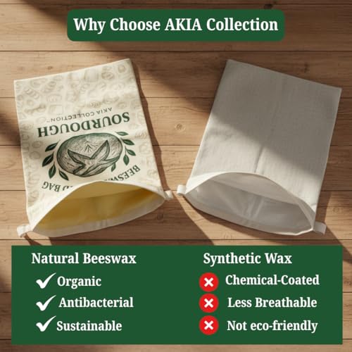 Reusable Beeswax Bread Bags Set for Sourdough & Homemade Loaves - XL Cotton, Food Safe, Zero Waste