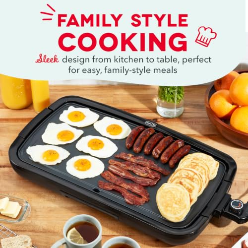 DASH Deluxe Electric Griddle Black - Removable Nonstick Plate, 20x10.5 Inch