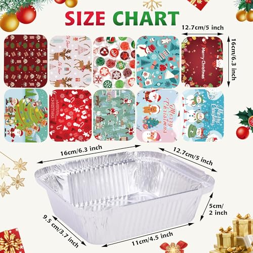 SAITI 50 Pack Christmas Cookie Tins with Lids - Festive Aluminum Food Containers