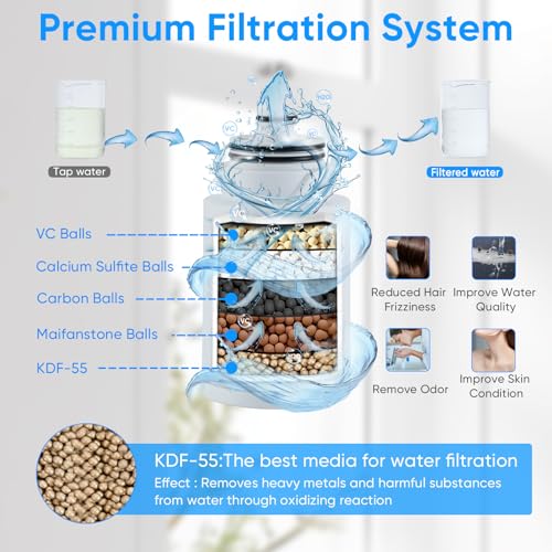 Matte Black 10-Inch Filtered Shower Head Dual Rain & Handheld with 7 Settings