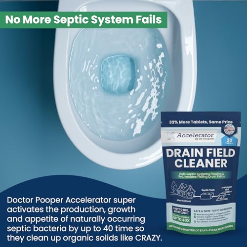 Septic Drain Field Cleaner Tablets – 20 Count, 10-Month Supply, Eco-Friendly Maintenance