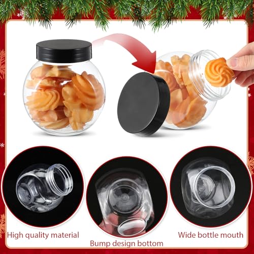 Jingmore 48 Pcs Christmas Snowman Candy Jars with Lids - Red Black Plaid (48 Count, 8 oz Each)