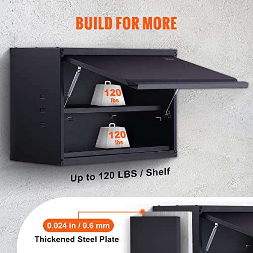VEVOR Wall-Mounted Metal Storage Cabinet 20'' Flip Up Door, 120lbs Capacity