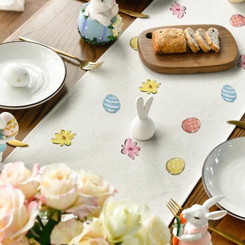 Artoid Mode Rabbit Eggs Easter Table Runner 13 x 72 inch Beige
