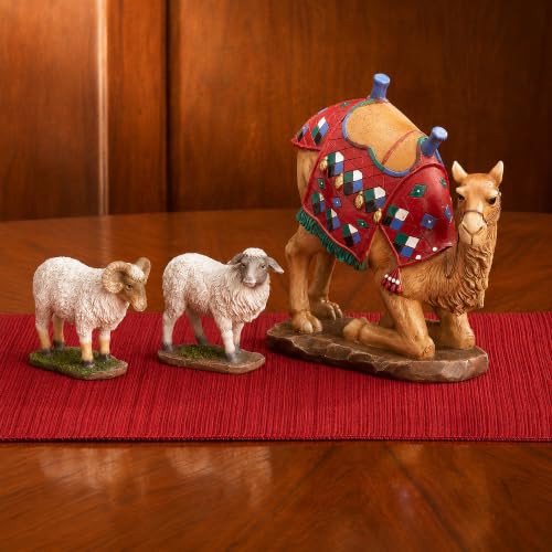 3 Kings Gifts Kneeling Camel & Awassi Sheep Nativity Set - 10 Inch Realistic Figures